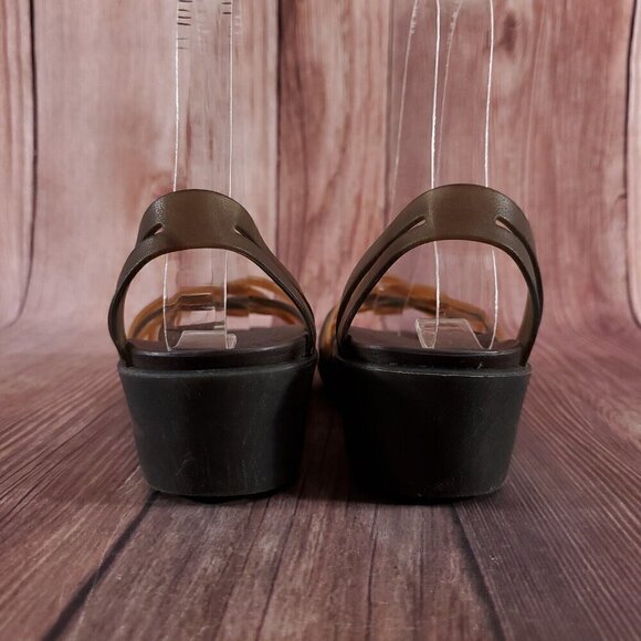 Crocs Womens Size 6 Huarache Mini Wedge Bronze Espresso Open Toe Sandals Shoes - Picture 11 of 14